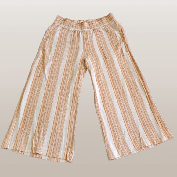 Anthropologie Cloth & Stone Linen Tie Waist Crop Top and Cropped Wide Leg Pants - Picture 7 of 10